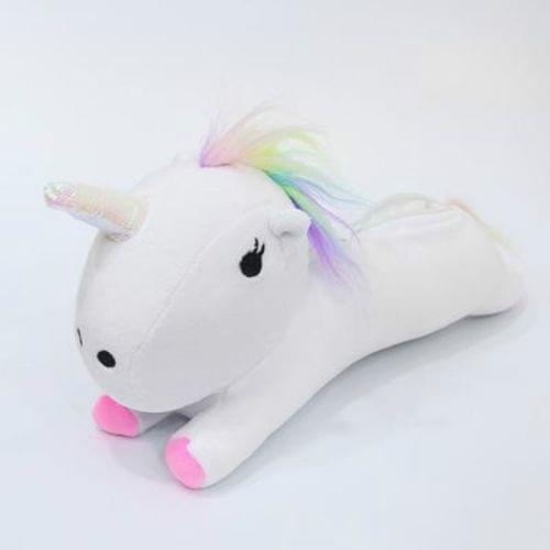 Cute Cartoon Unicorn Shape Plush Student Tool Pen Bag(White)