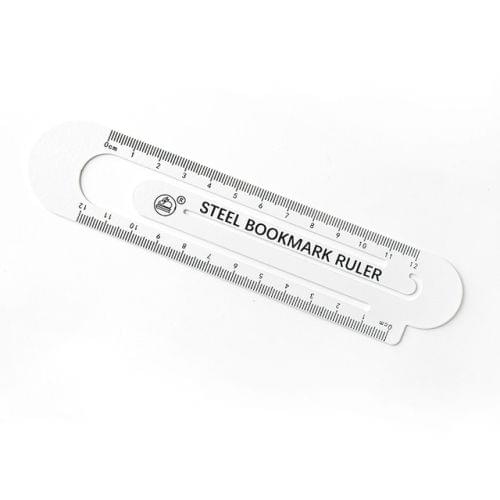 3 PCS Metal Steel Ruler Bookmark Drawing Supplies(12CM White)