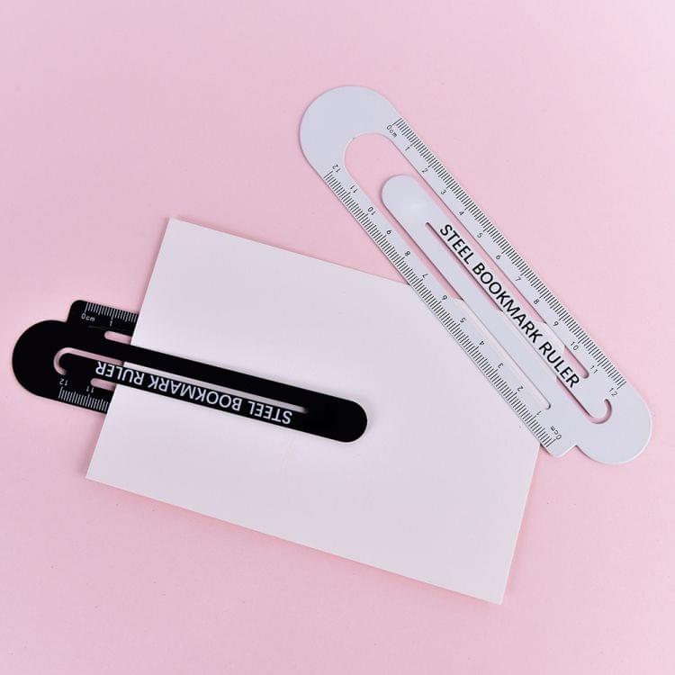 3 PCS Metal Steel Ruler Bookmark Drawing Supplies(12CM White)