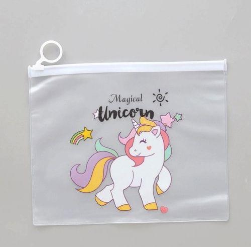 Ring Document Bag Paper File Folder Pencil bag School Stationery School Office Supplies(Rainbow Unicorn)