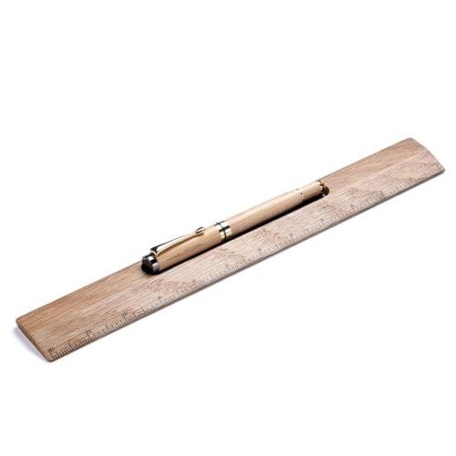 SamDi Walnut Wooden Craft Ruler with Pen Holder