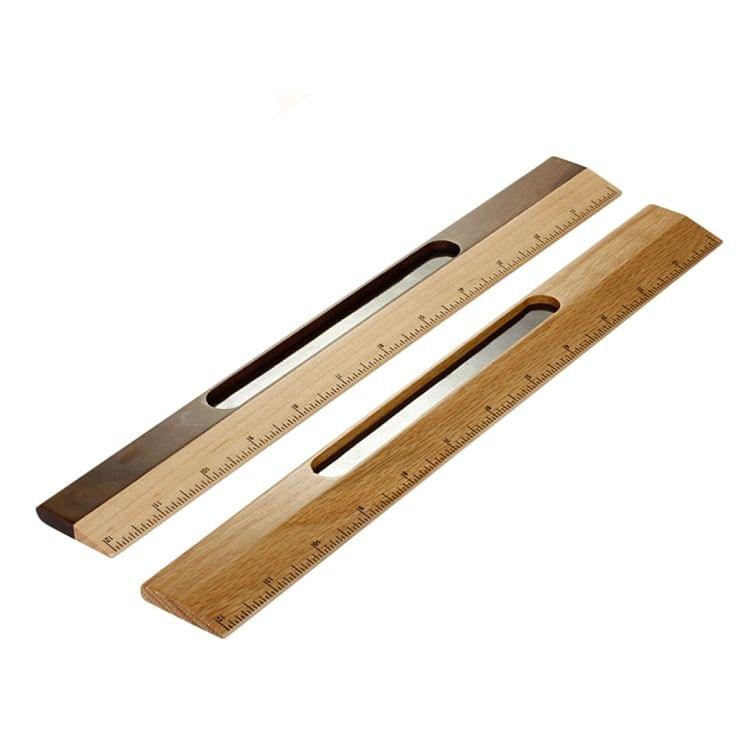 SamDi Walnut Wooden Craft Ruler with Pen Holder
