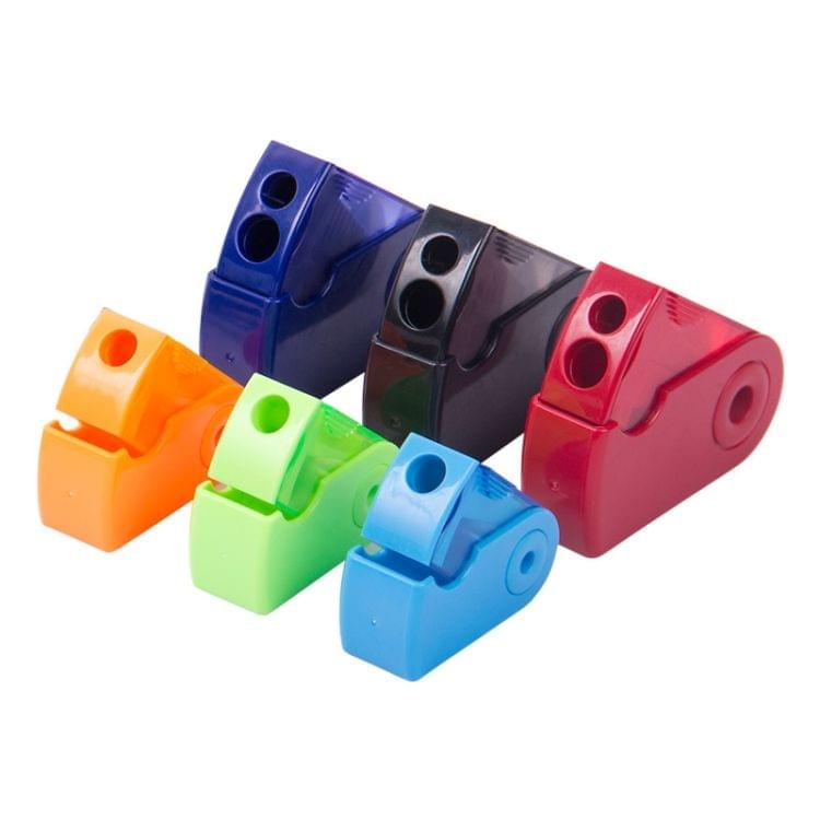 2 PCS Manual Push Pull Pencil Sharpener Single Hole Double Hole Multi-functional Office Stationery(Double black)