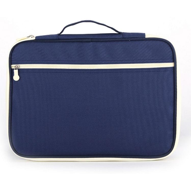 Office Supplies Multi-purpose Zipper Document Folder A4 Storage Bag (navy)
