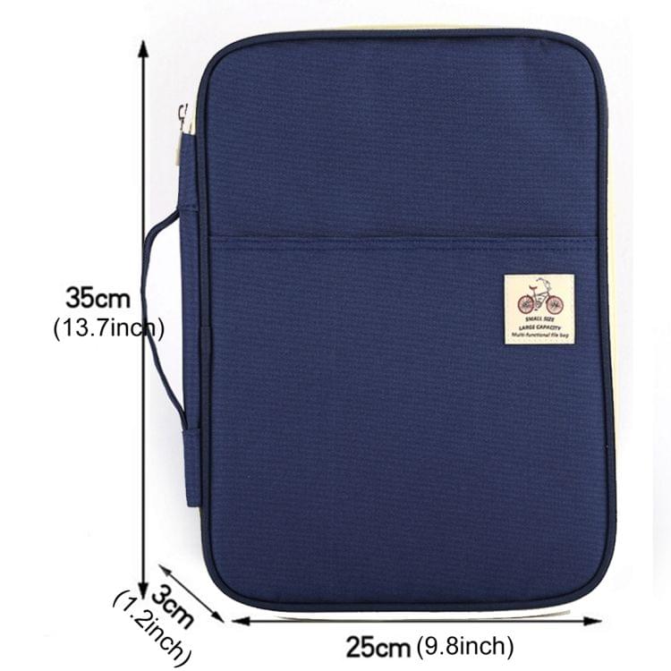 Office Supplies Multi-purpose Zipper Document Folder A4 Storage Bag (navy)