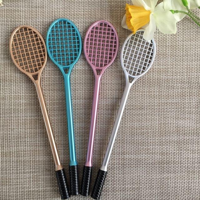 5 PCS Cartoon Cute Badminton Racket Pattern School Office Supplies Stationery Black Refill Kawaii Ballpoint Pen(Purple (black refill))