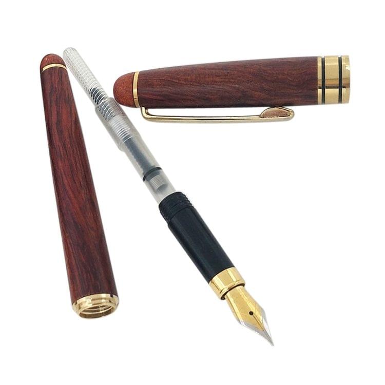 School Office Extra Fine 0.7mm Nib Transparent Piston Wooden Fountain Ink Pen