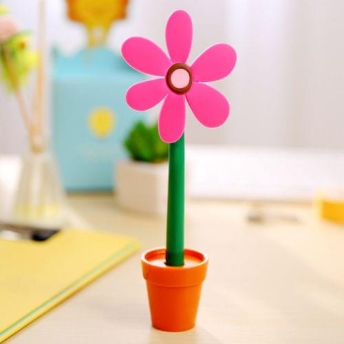 Creative Cartoon Sun Flower Ballpoint Pen  School  Student Office Decoration Stationery(Rose red)