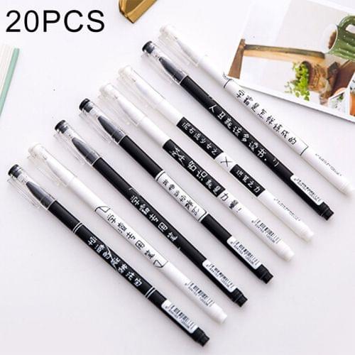 20 PCS Creative with Text 0.5mm Black Signing Pen Neutral Pen, Random Style Delivery