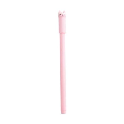 10 PCS Cat Shape Plastic Black Ink Gel Pen 0.5mm Cartoon Pens(Pink)