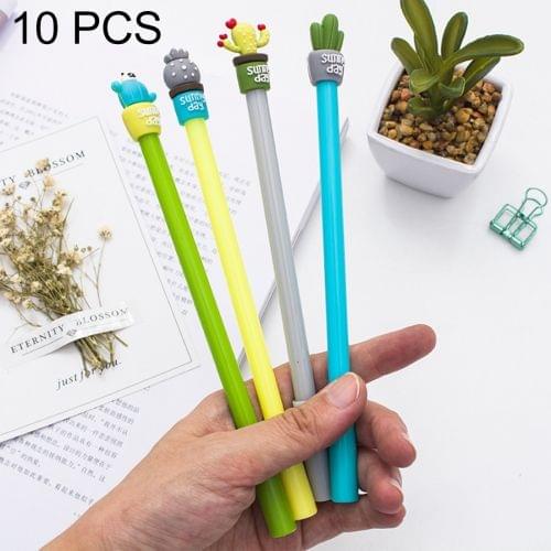 10 PCS Cactus Gel Pen Black Ink Roller Marker Pen, Tip Size: 0.5mm, Random Color