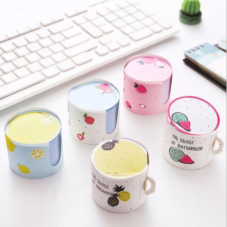 400 Sheets Creative Cute Fruit Cup Shaped Memo Pads Message Note Paper Message Sticky Note(Watermelon)