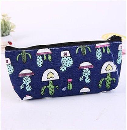 2 PCS Kawaii Cute Cactus Plant Pencil Case School Supplies Pen Case(Blue)