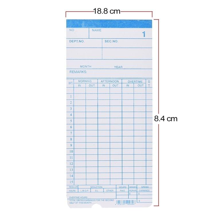 100 PCS Paper Time Card