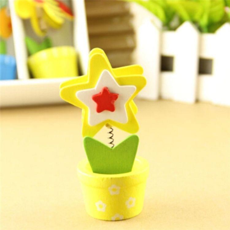 2 PCS Creative Lovely Little Flower Pot Wooden Crafts Memo Clamp Photo Clip Desktop Note Clip Office Study Supply