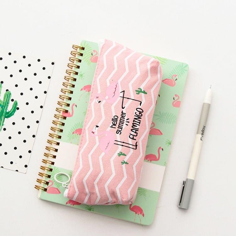 Kawaii Pencil Case Flamingos Pattern Canvas Gift School Pencil Box Pencilcase Pencil Bag School Supplies Stationery(Wavy flamingo)