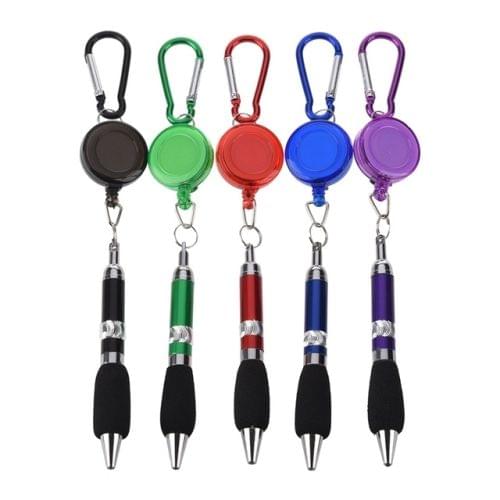 12PCS Retractable Badge Reel Belt Clip Carabiner Pen Ballpoint Pens Random Color Delivery