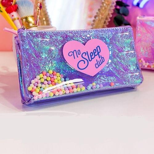 Kawaii Two-faced Pencil Case Transparent candy PU Gift Estuches Pencil Box Pencil Bag School Supplies Stationery(Purple)