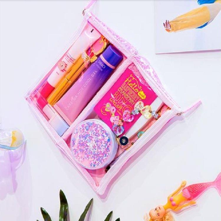 Kawaii Two-faced Pencil Case Transparent candy PU Gift Estuches Pencil Box Pencil Bag School Supplies Stationery(Purple)