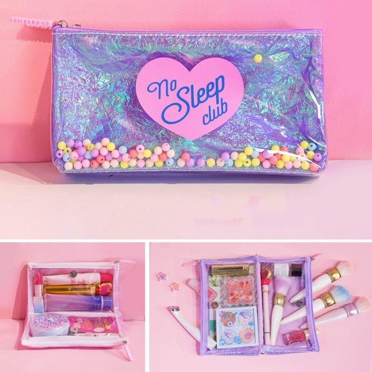 Kawaii Two-faced Pencil Case Transparent candy PU Gift Estuches Pencil Box Pencil Bag School Supplies Stationery(Purple)