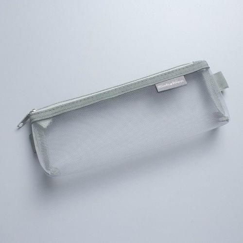 N81409 Transparent Grid Zipper Pen Bag Pencil Case Storage Package Grils Stationery School Supplies(S Gray)