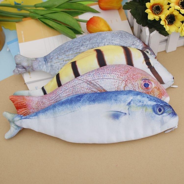 Creative Fish Shape Pencil Case Kawaii Cloth Pencils Bags School Supplies Stationery Pen Bag Gifts(Blue)