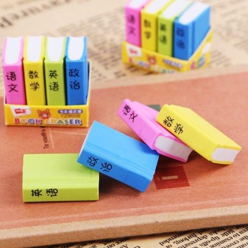 12 PCS Creative Cute Cartoon Book Styling Eraser Office School Supplies Student Stationery Random Color Delivery