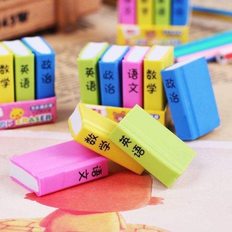 12 PCS Creative Cute Cartoon Book Styling Eraser Office School Supplies Student Stationery Random Color Delivery