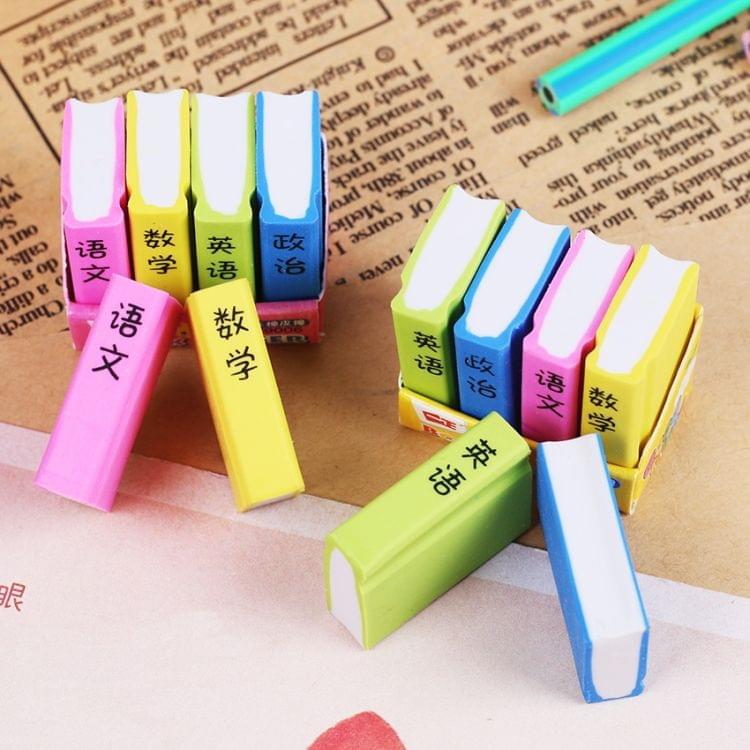 12 PCS Creative Cute Cartoon Book Styling Eraser Office School Supplies Student Stationery Random Color Delivery