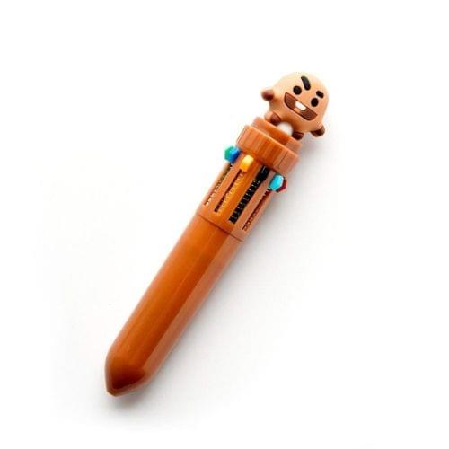 Cartoon Cute Ten Color Press Ballpoint Pen Student Smooth Writing Bullet Portable Marker(Naughty bag)