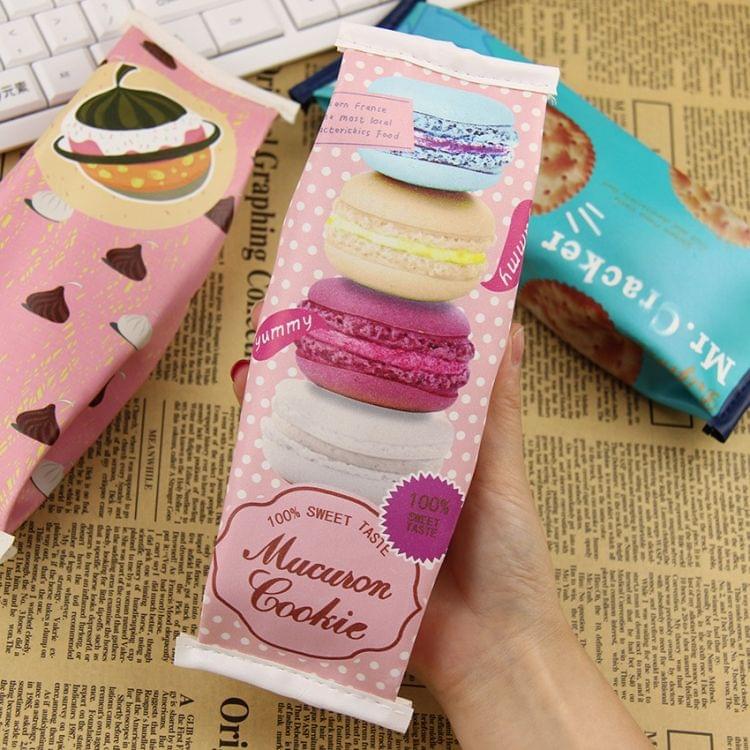 Fun Macaron Cookies Pencil Bags Creative Stationery Students Snack Pencil Case Gift(Blue Cookies)