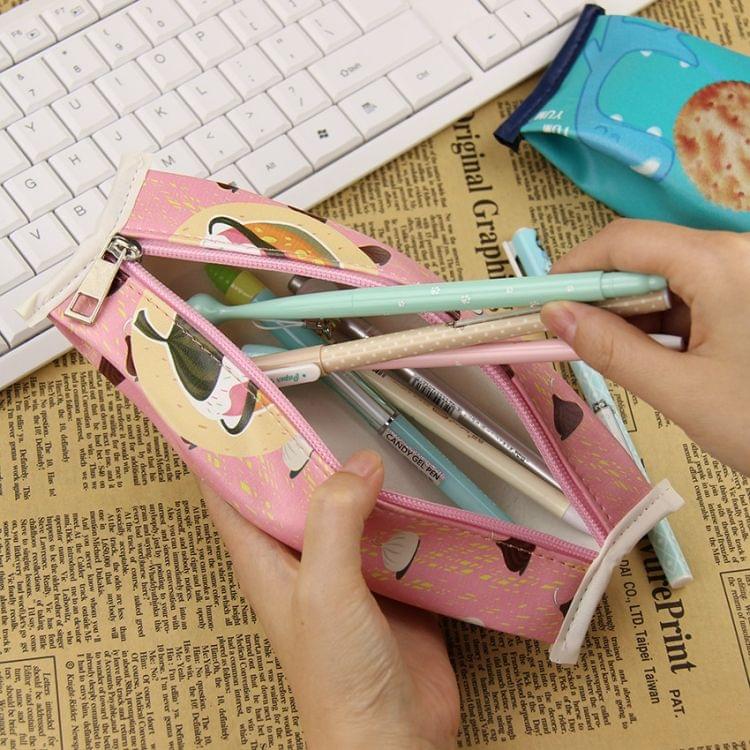 Fun Macaron Cookies Pencil Bags Creative Stationery Students Snack Pencil Case Gift(Blue Cookies)