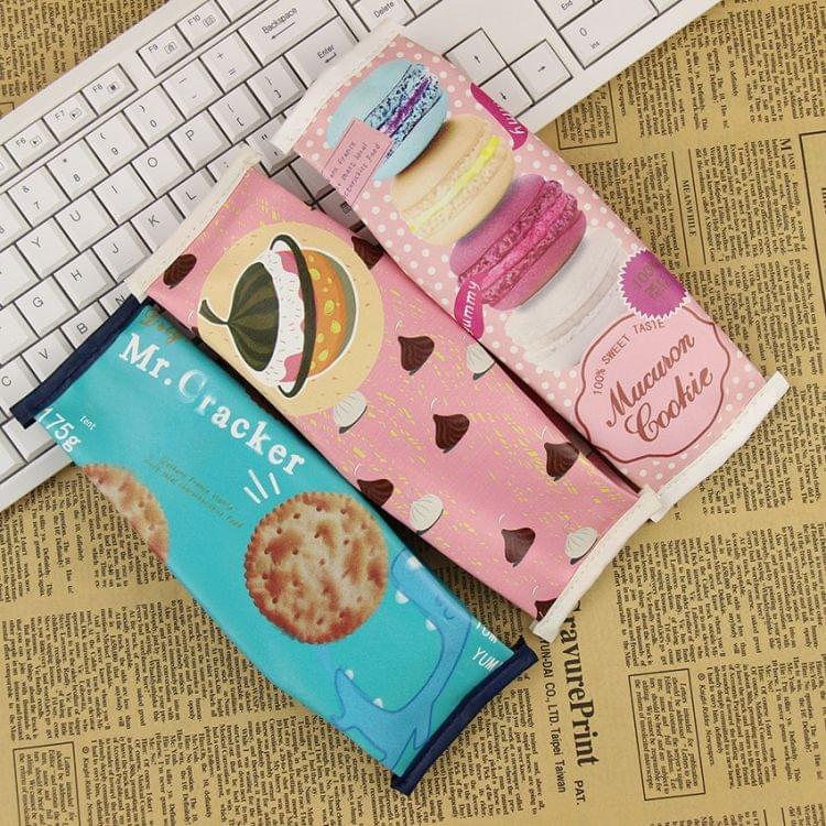 Fun Macaron Cookies Pencil Bags Creative Stationery Students Snack Pencil Case Gift(Blue Cookies)