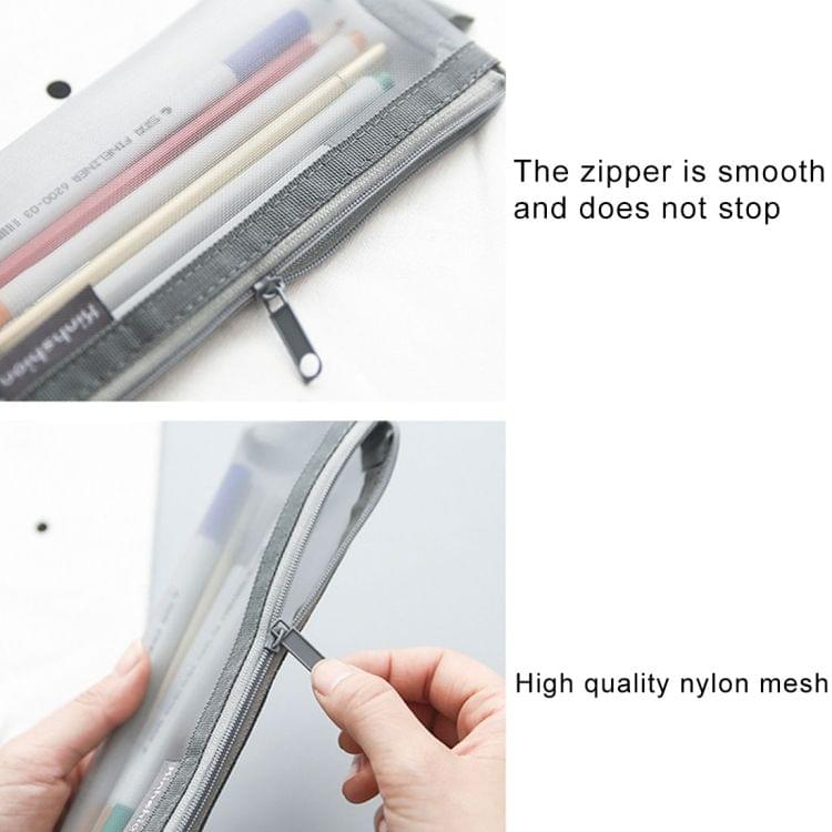 5 PCS Portable Simple and Transparent Mesh Pen Bag Storage Bag Large Capacity Stationery Bag, Random Color Delivery