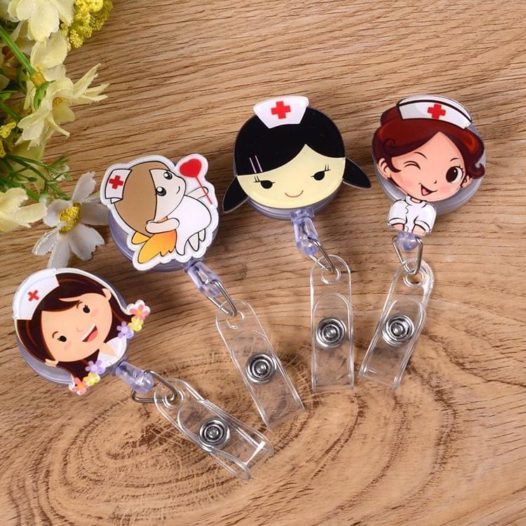 Cross Medical Mark Pattern Cute Retractable Badge Reel Student Nurse ID Name Card Badge