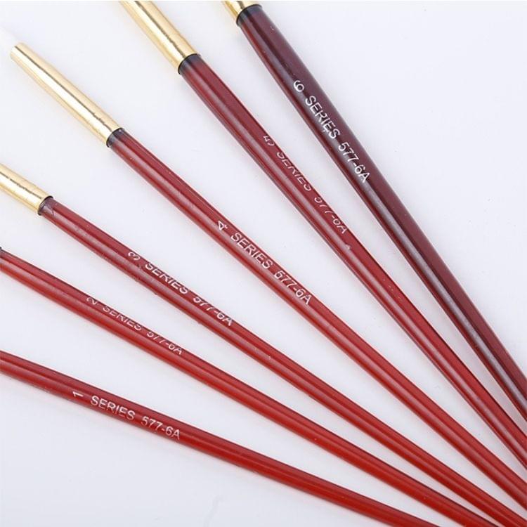 6 PCS Artists Painting Brush Set Nylon Hair Plastic Handle Acrylic Watercolor Pointed Tip Drawing Test Pen