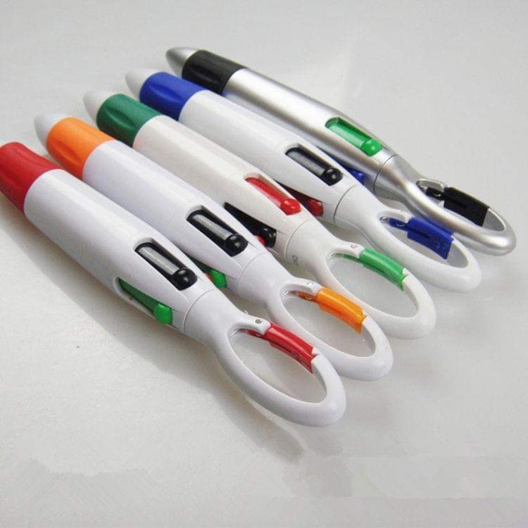 3 PCS Cute Carabiner Ballpoint Pen Multicolor 4 In 1 Colorful Pen School Stationery with Keychain(Black)