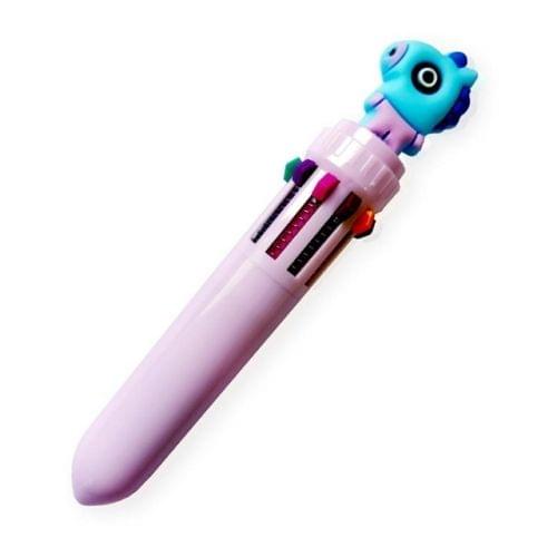 Cartoon Cute Ten Color Press Ballpoint Pen Student Smooth Writing Bullet Portable Marker(pony)