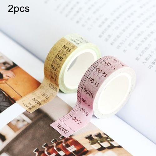 2 PCS Creative Timeline and Week Plan DIY Notebook Decorative Hand Tearing Tape Washi Tape School Office Stationery, Random Style Delivery