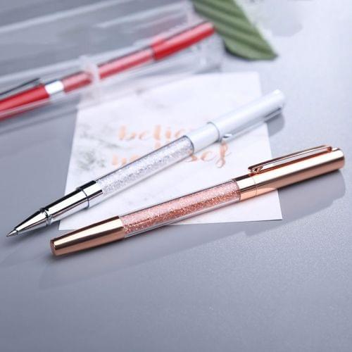 Black Ink Refill Metal Crystal Pen Ballpoint Pens Gift School Stationery Office Supplies, Random Color Delivery