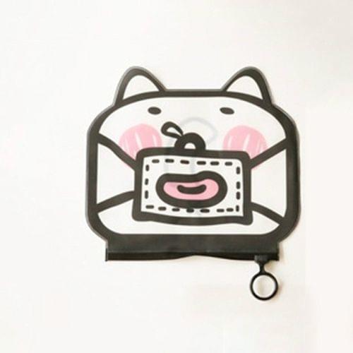 3 PCS Cartoon Cat Shape Stationery Storage Bag Creative Translucent Frosted Waterproof File Bag Zipper Bag(Mask cat)
