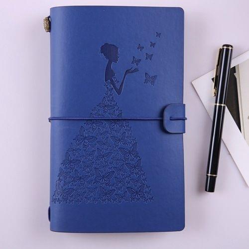 BSD020  Pretty Butterfly Lady Vintage Travelers Notebook Diary Notepad PU Leather Literature Journal Planners School Stationery(Blue)