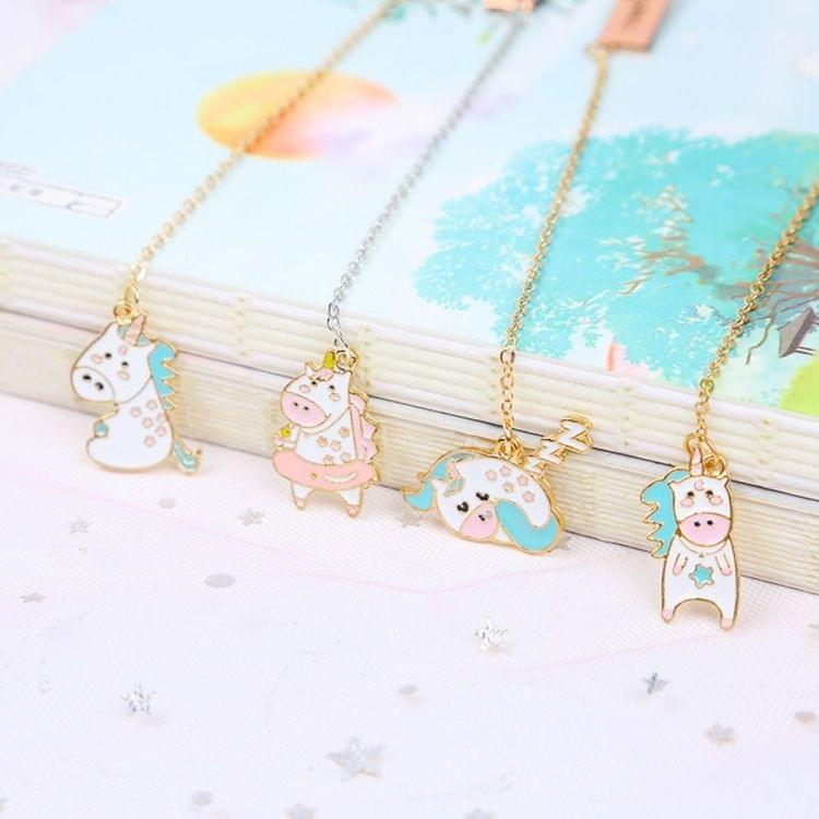 Kawaii Creative Metal Cute Animals Bookmarks Funny Book Marker Stationery Gift(Proud and unicorn)