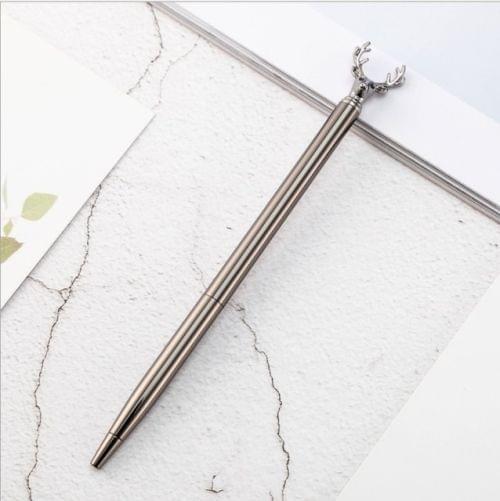 Kawaii Ball Pens Metal Elk Dree Ballpoint Pens School Stationery Office Supplies(Plating gun gray)