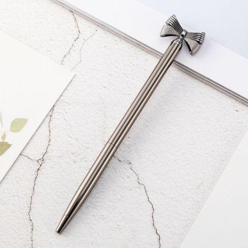 Kawaii Cute Bow Ballpoint Pen Metal Ball Pen Fashion School Office Supplies Students Gift(Plating gun gray)