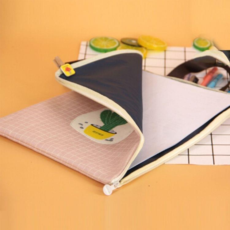 2 PCS Cactus Pattern Waterproof and Dustproof Canvas File Bag Zipper Data Portable Storage Bag, Random Style Delivery