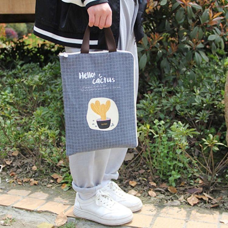 2 PCS Cactus Pattern Waterproof and Dustproof Canvas File Bag Zipper Data Portable Storage Bag, Random Style Delivery