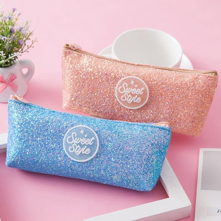 3 PCS Creative Sequins Large Capacity Student Stationery Pencil Case School Supplies Pencil Pen Holders(Orange)