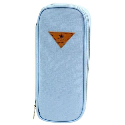 Rectangle Flip Design Pinkycolor Pen Box Pencil Pouch Student Office Stationery Zipper Bag(Blue)