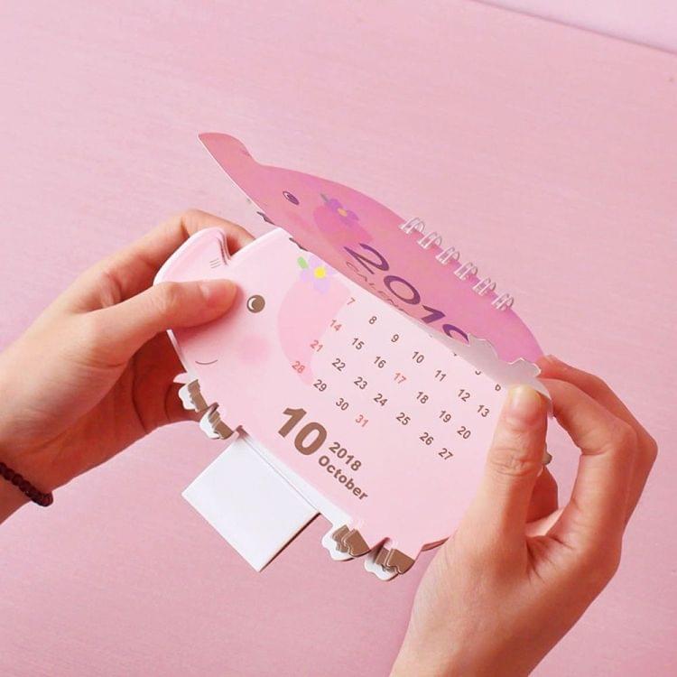 3 PCS Pink Cute Animal Pattern Table Calendars Desk Calendar(Flamingo)